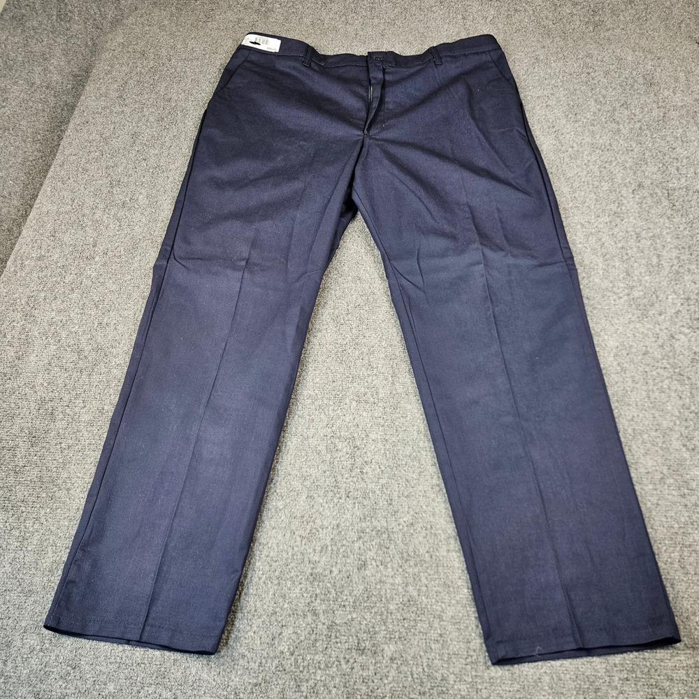Aramark Authentic Mens 42x32 Navy Blue Work Pants Adjustec Stretch Waist GP0002